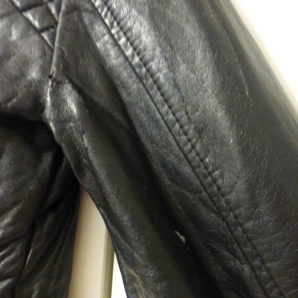 BEBE black faux leather cropped jacket with quilted detailing - Picture 10 of 16